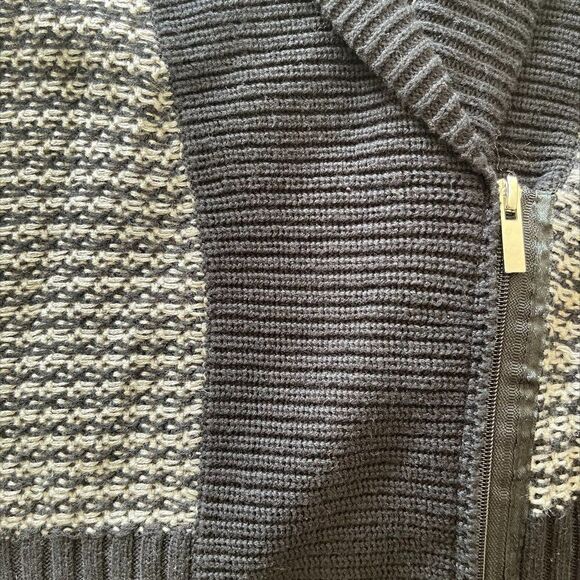 Nygard petite sz Med black/white zip cardigan, shawl collar, cotton/acrylic EUC - Picture 7 of 16